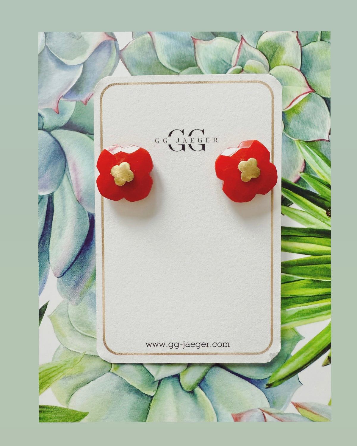 Flower Earrings Red