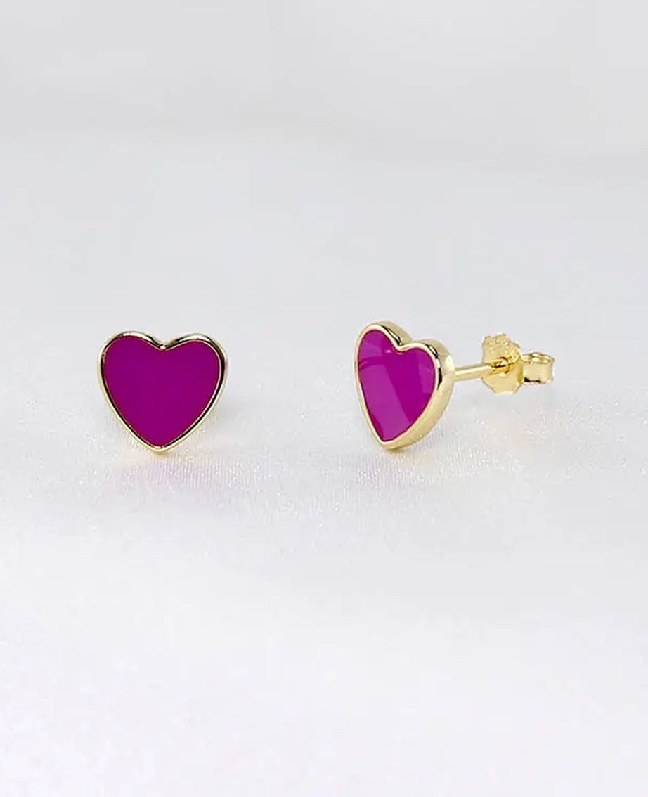 Mini Heart Studs Purple