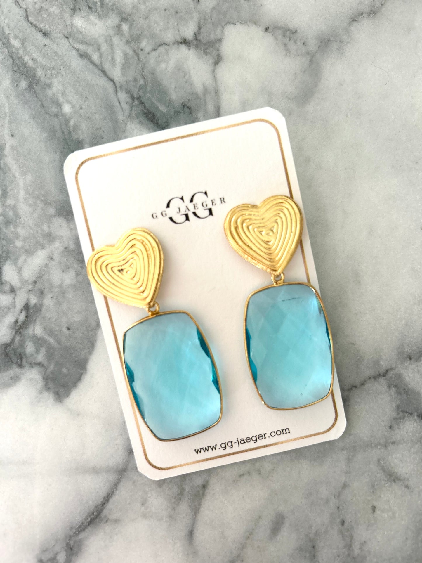 Linea Hearts Earrings Blue Topaz