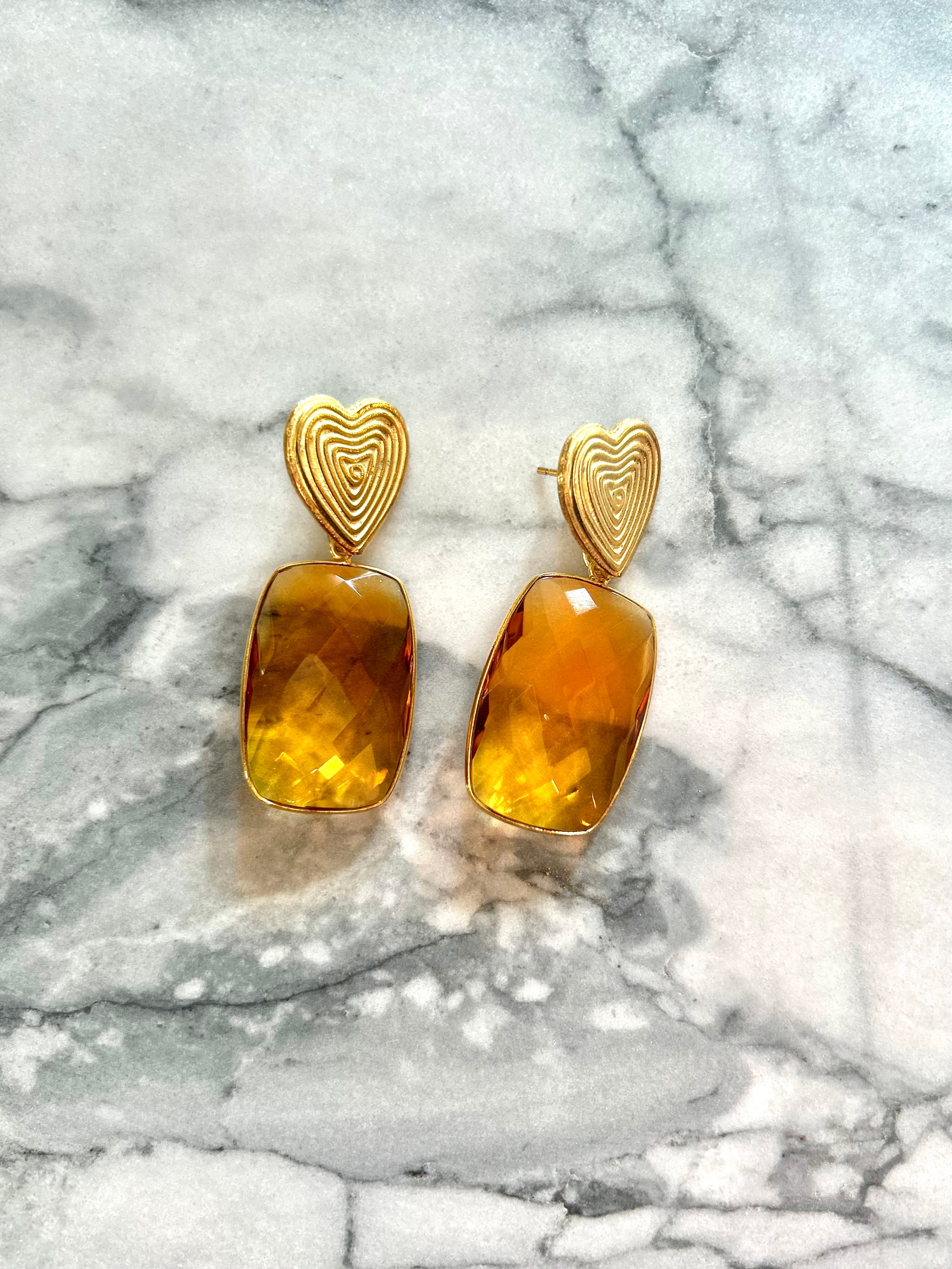 Linea Hearts Earrings Citrine – GG Jaeger