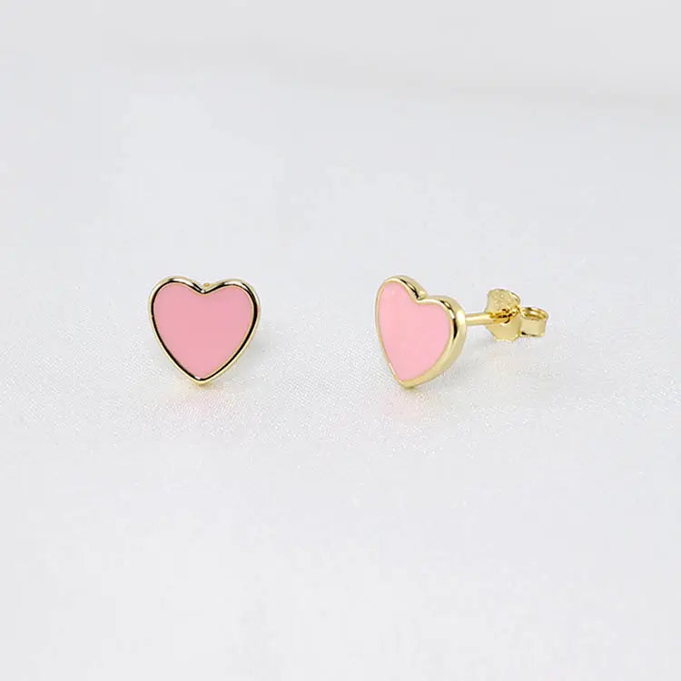 Mini Heart Studs Pink