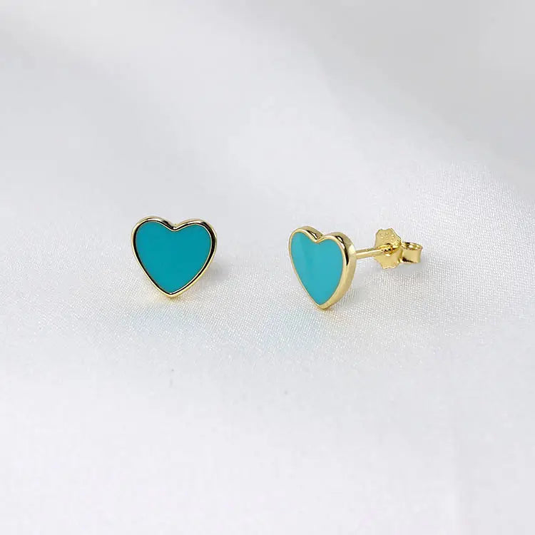 Mini Heart Studs Teal