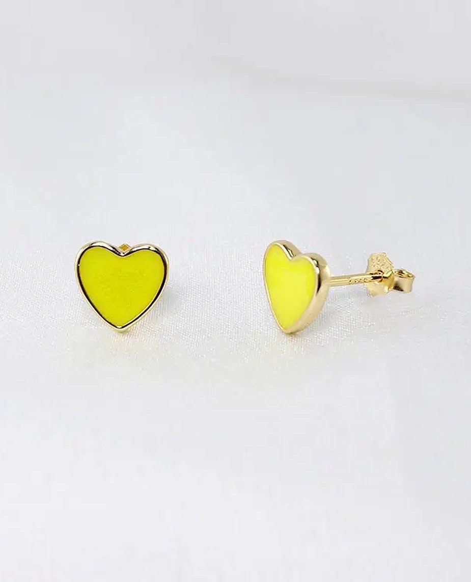 Mini Heart Studs Yellow